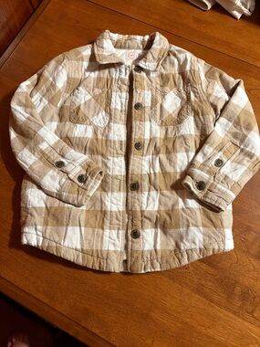 wonder nation Cream and Tan Quilted Plaid Shacket